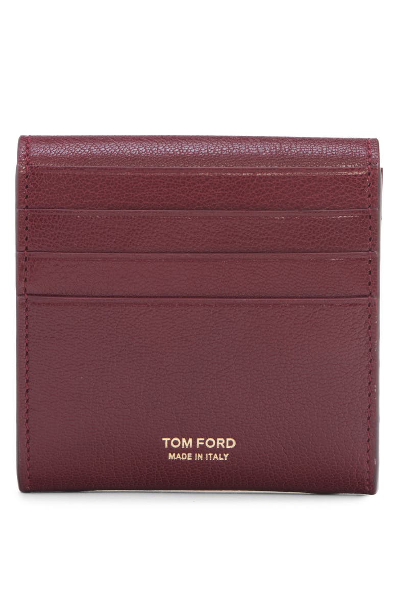 Double T Leather Card Holder, Alternate, color, RUBY RED