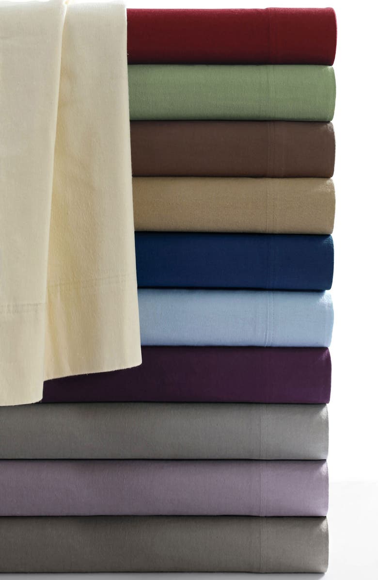 AZORES HOME Solid Cotton Flannel Sheet Set, Alternate, color, Silver Grey