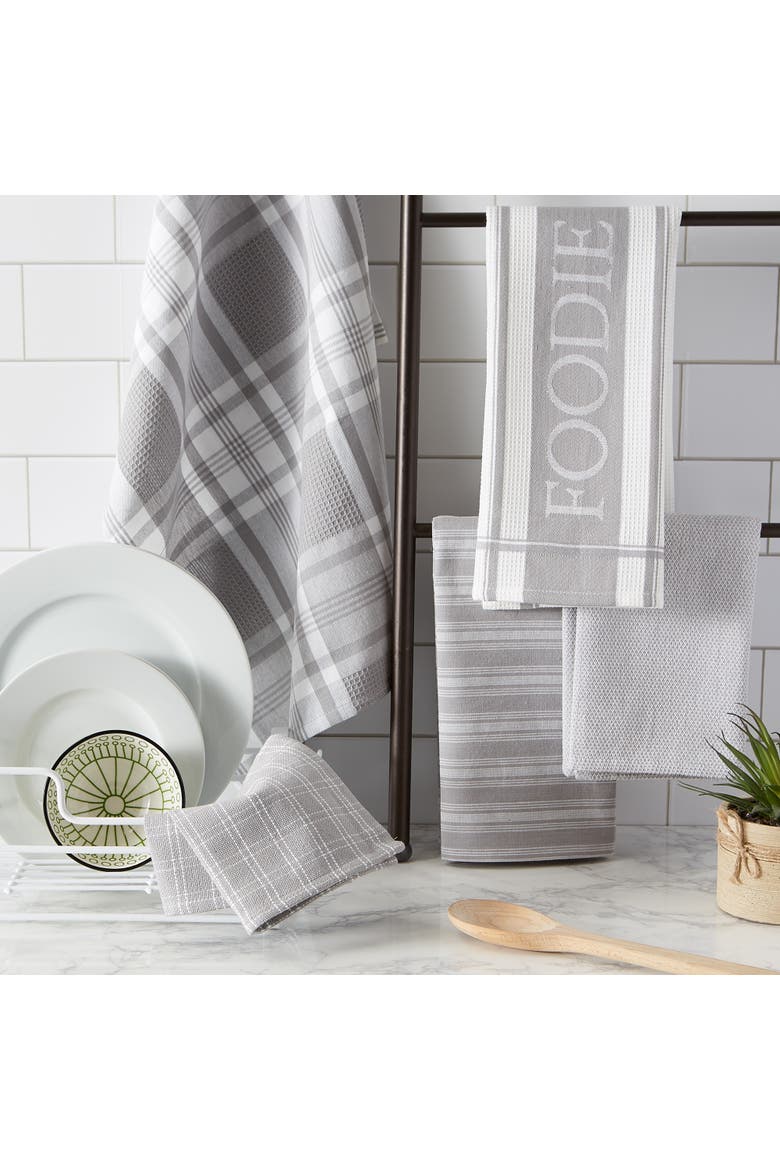 Foodie Dishtowel & Dishcloth Set/5, Alternate, color, Light Blue