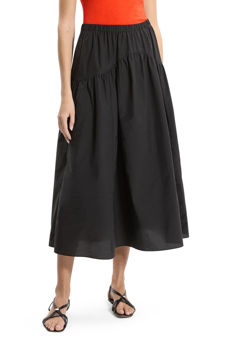 Cotton Blend Midi Skirt, Alternate, color, BLACK
