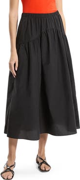 Theory Cotton Blend Midi Skirt