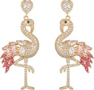 EYE CANDY LOS ANGELES Pink Flamingo Cubic Zirconia Drop Earrings