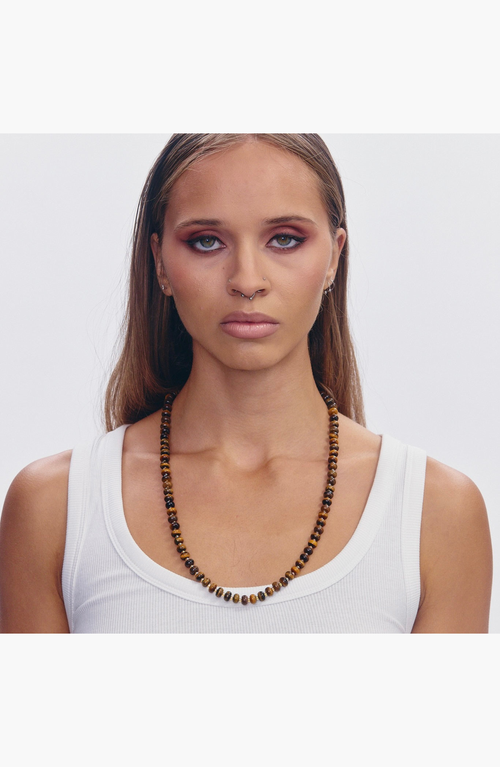 Shop Spicy Dan Garth Tiger Eye Gold Plated Necklace In Brown