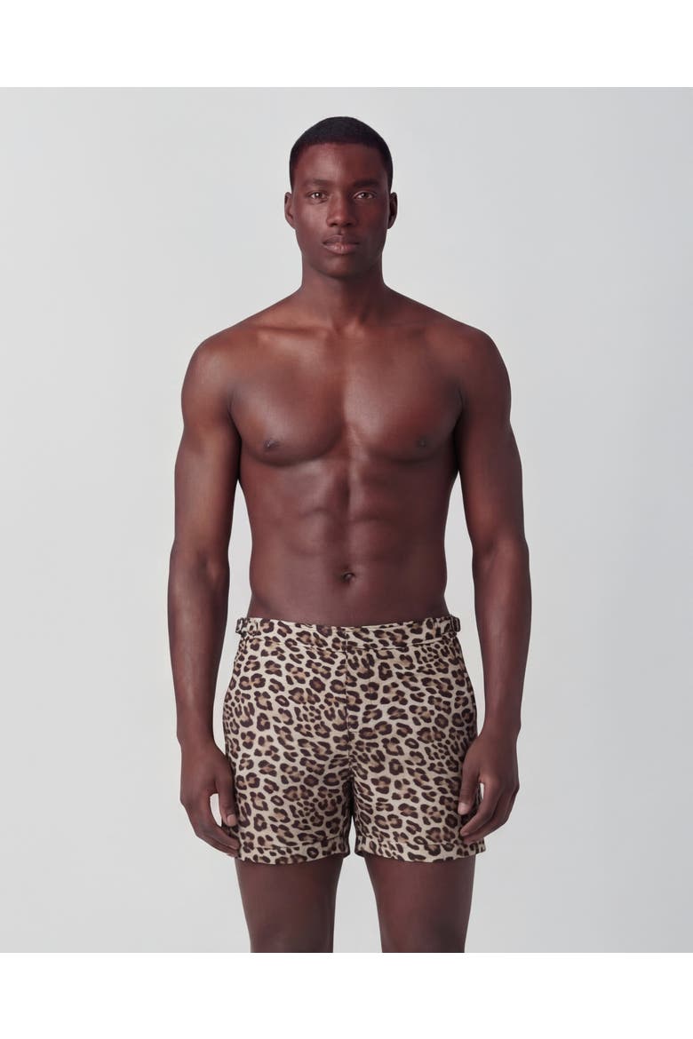 Leopard Mens Tailored Swim Short, Alternate, color, LEOPARD BROWN