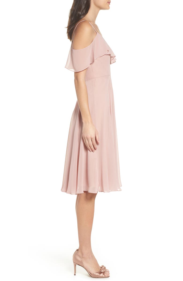 Jenny Yoo Kelli Cold Shoulder Chiffon Dress, Alternate, color, 