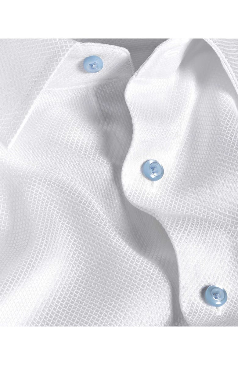 David Donahue Trim Fit Micro Diamond Dobby Cotton Dress Shirt, Alternate, color, White