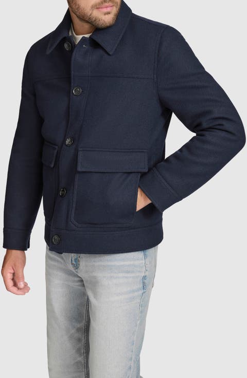 Insulated Wool Blend Twill Shirt Jacket