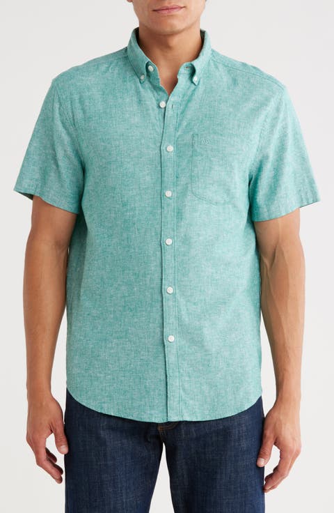 Stretch Linen Blend Short Sleeve Shirt