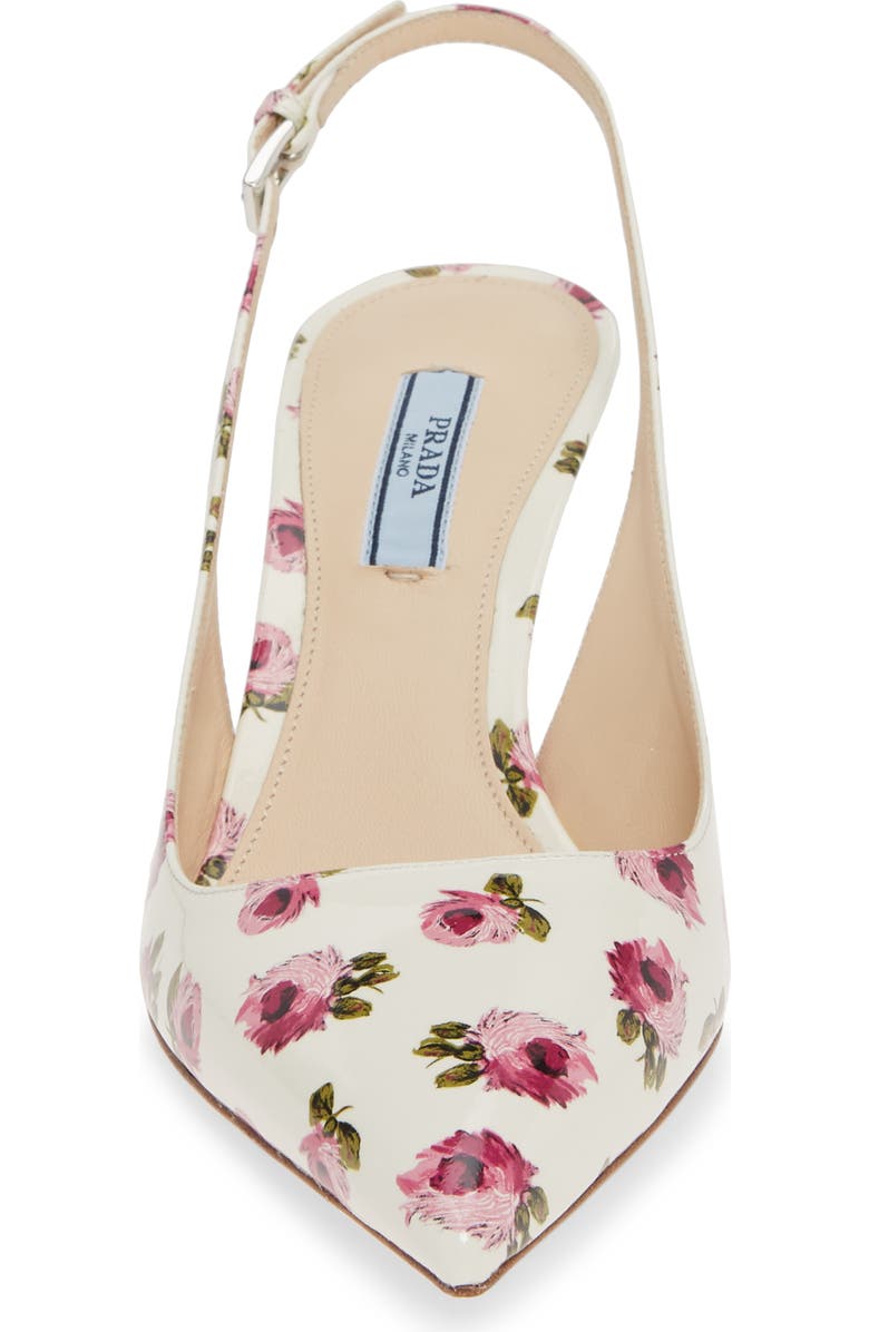 Prada Floral Pointed Toe Slingback Pump, Alternate, color,