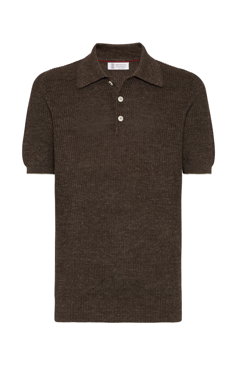 Brunello Cucinelli Half English rib knit polo, Main, color, 