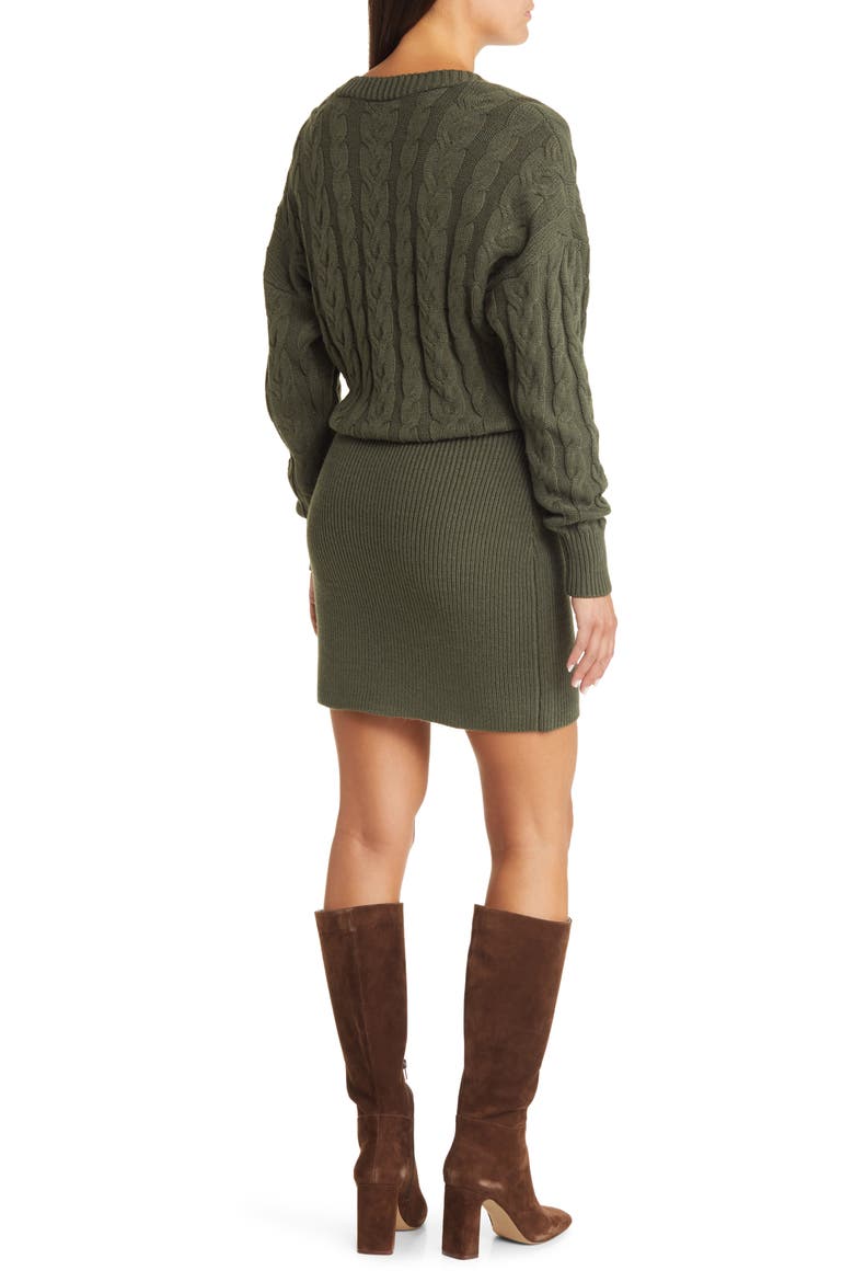Long Sleeve Sweater Dress, Alternate, color, DEEP OLIVE