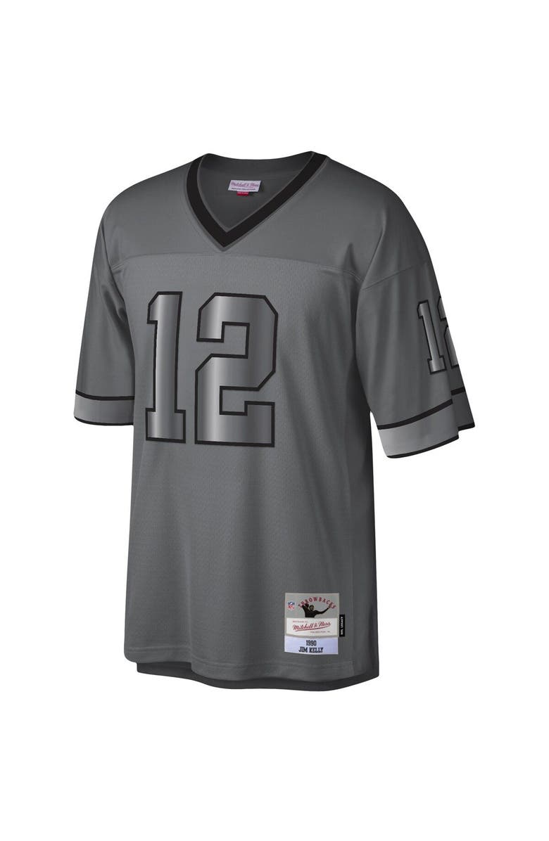 Mitchell & Ness Men's Mitchell & Ness Jim Kelly Charcoal Buffalo Bills 1990 Retired Player Metal Legacy Jersey, Alternate, color, 