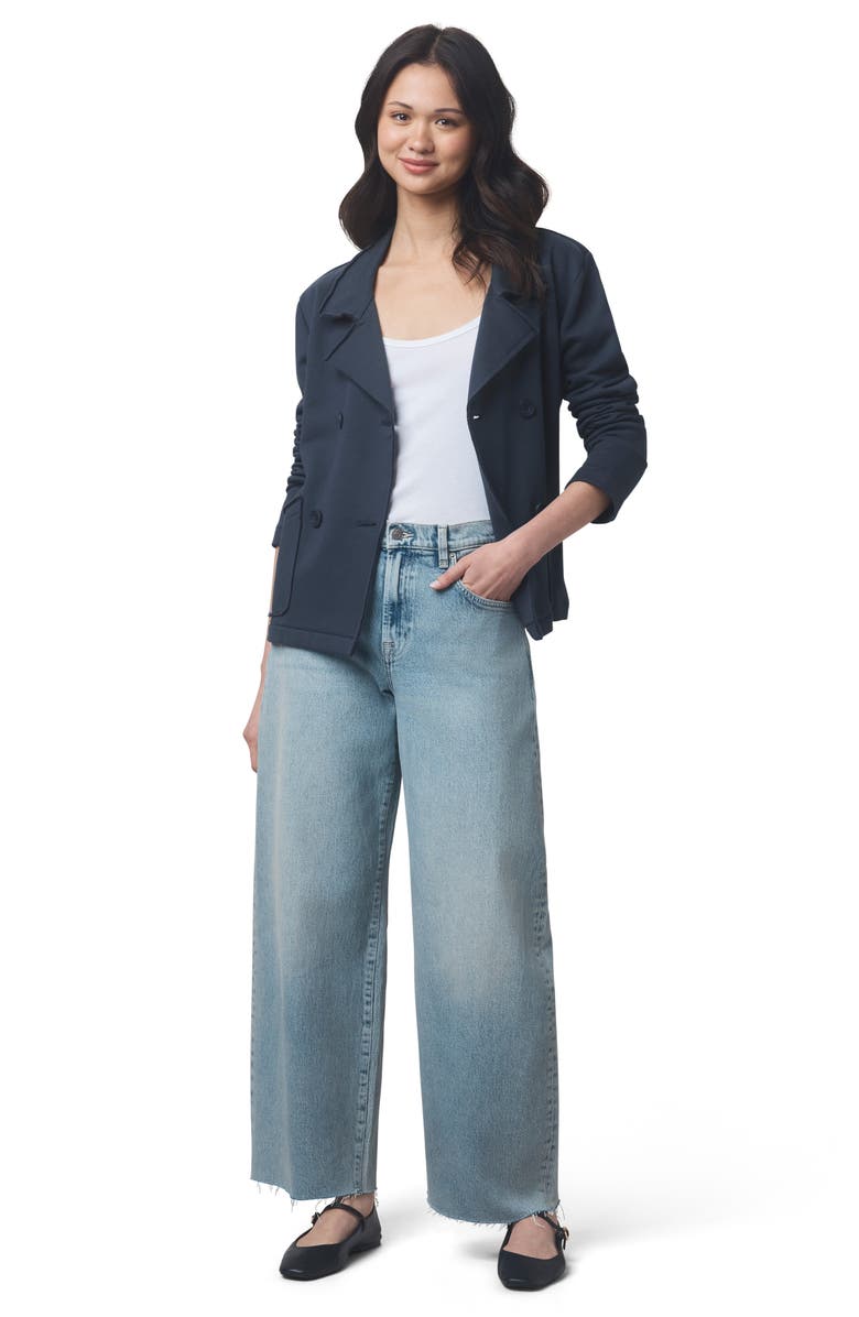 Splendid Double Breasted Cotton French Terry Blazer, Alternate, color, Ice Navy