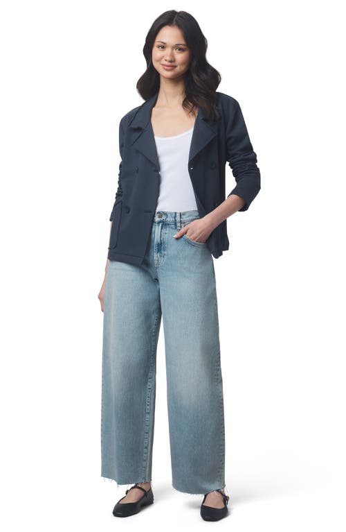 Splendid Double Breasted Cotton French Terry Blazer In Blue