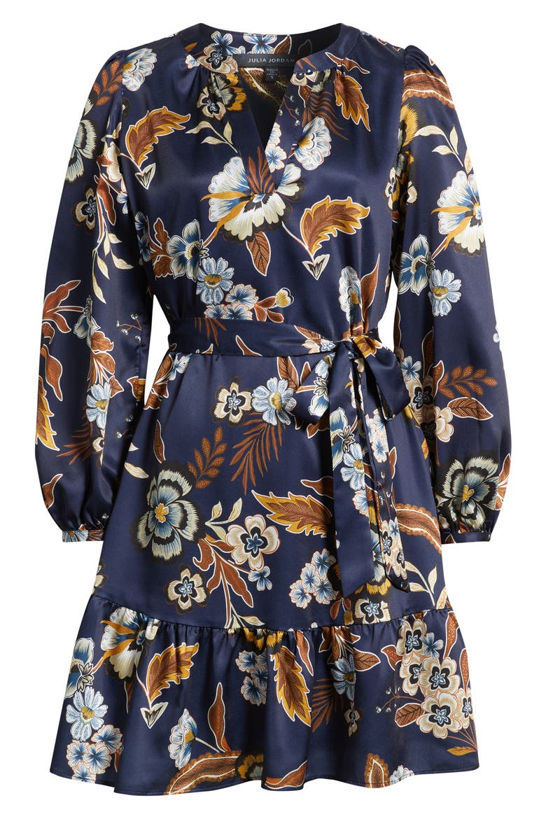Floral Long Sleeve Dress, Alternate, color, NAVY MULTI