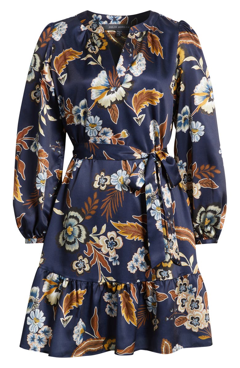 Julia Jordan Floral Long Sleeve Dress, Alternate, color, Navy Multi