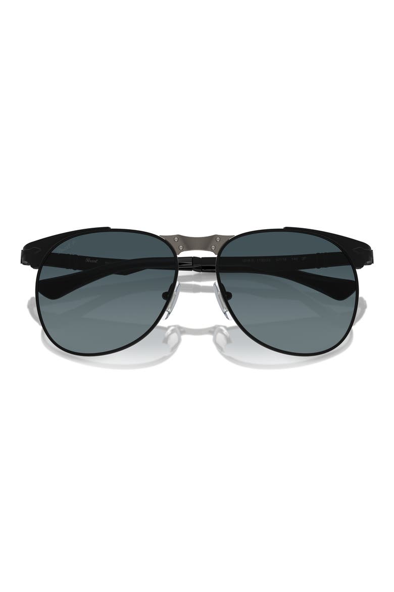 57mm Polarized Pilot Sunglasses, Main, color, BLACK