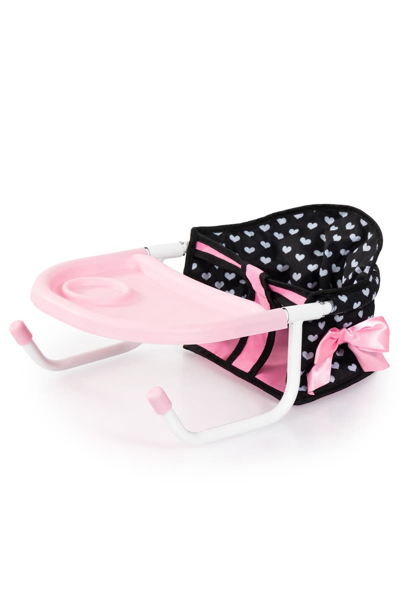 Bayer Design Table Seat Black, Pink Hearts, Folding, Attachable, Main, color, Multicolored