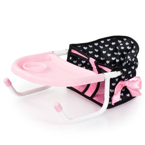 Table Seat Black, Pink Hearts, Folding, Attachable