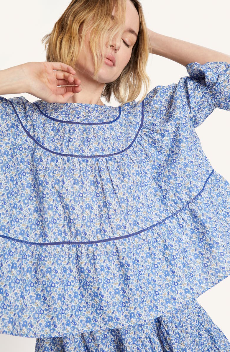 Merlette x Liberty London Sol Floral Print Pima Cotton Lawn Top, Alternate, color, 