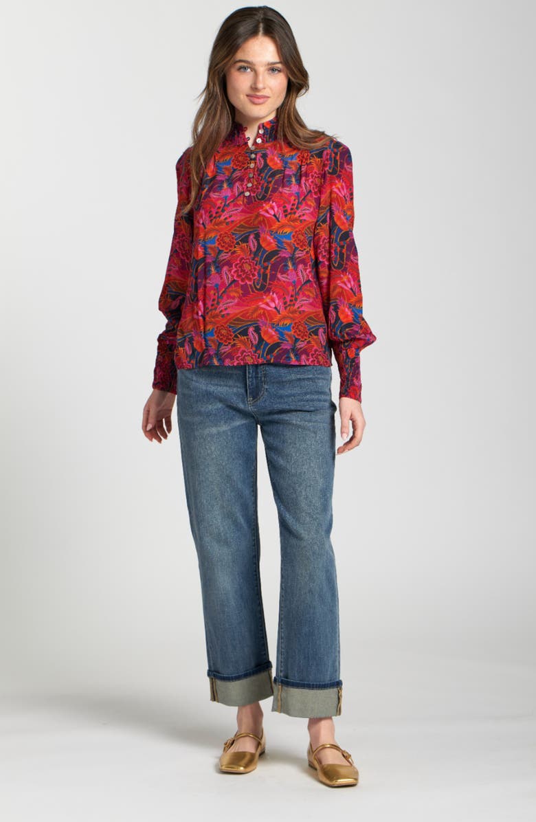 APNY Floral Puff Sleeve Top, Alternate, color, Berry Muti