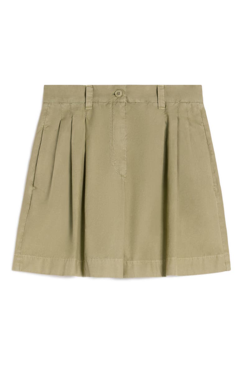 Armonia Pleated Cotton Shorts, Alternate, color, OLIVE GREEN