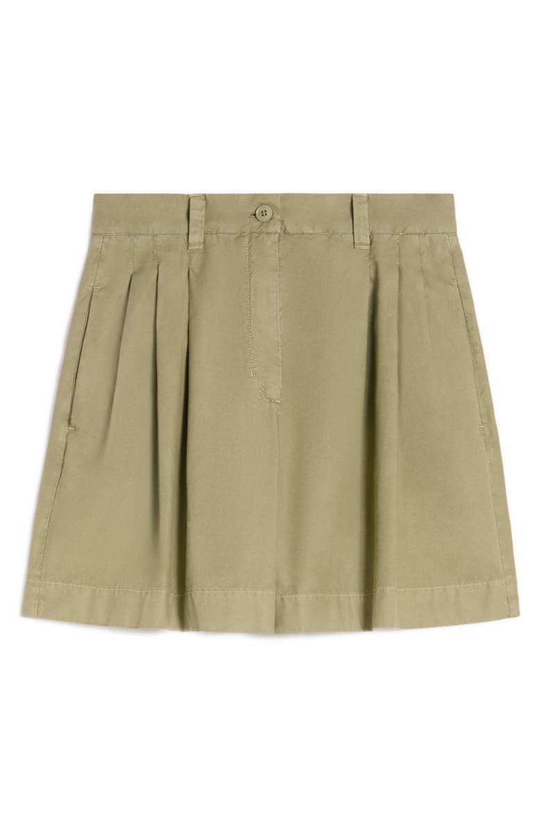 Weekend Max Mara Armonia Pleated Cotton Shorts, Alternate, color, Olive Green