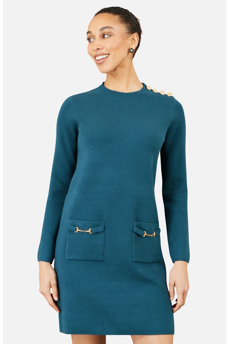 Long Sleeve Knitted Tunic Dress, Alternate, color, Teal