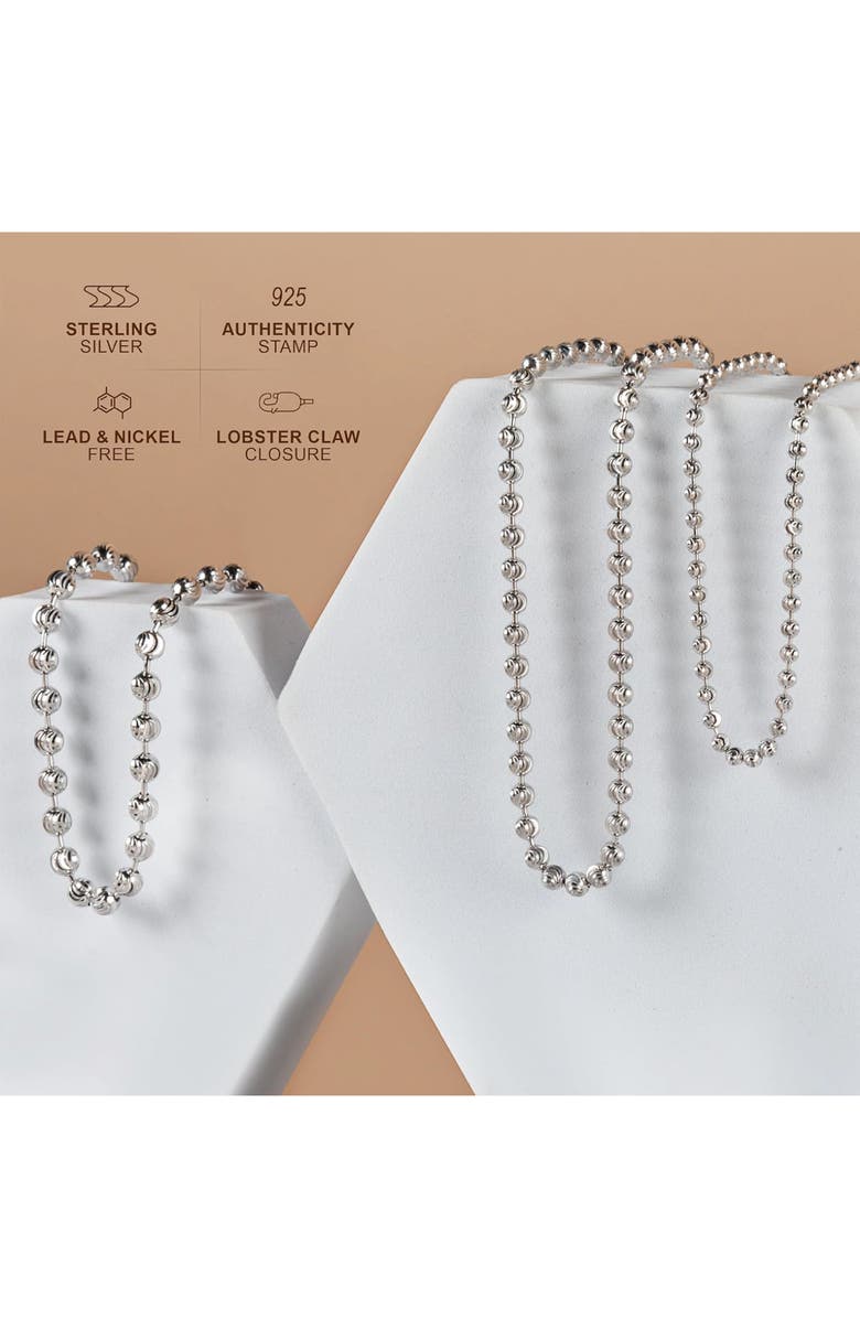 BEST SILVER Sterling Silver Moon Ball Chain Necklace, Alternate, color, Silver