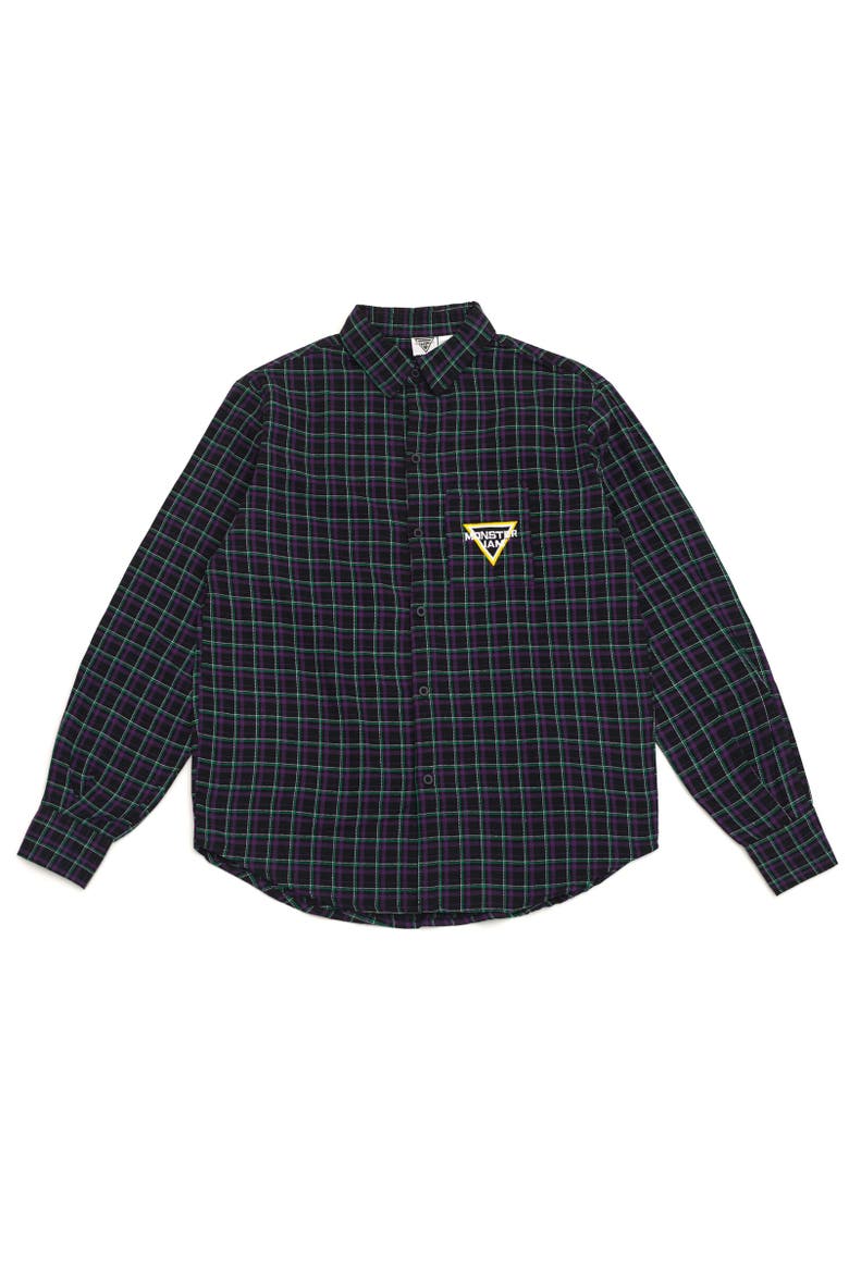 Grave Digger Long Sleeve Button Down Shirt, Main, color, Blue