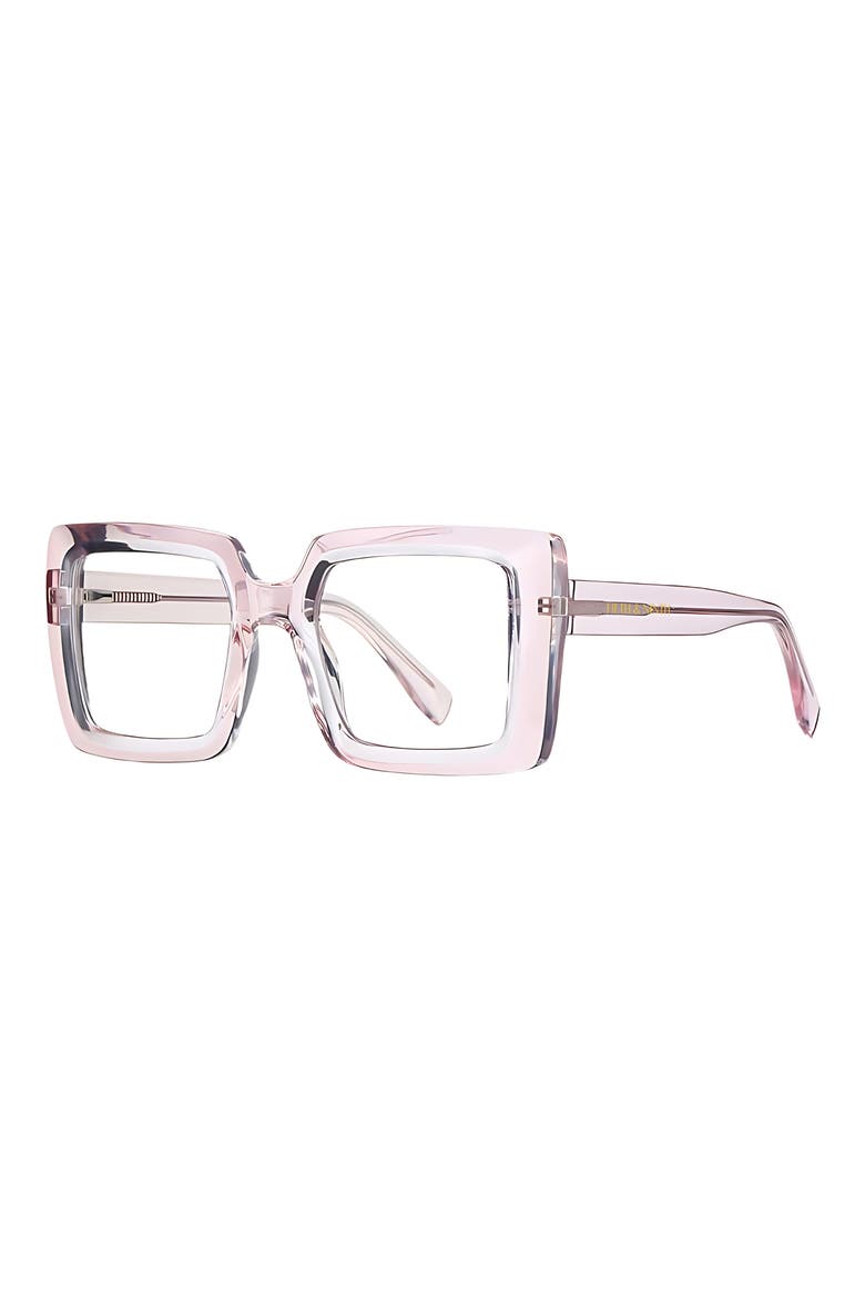 Etta 48mm Square Blue Light Blocking Glasses, Alternate, color, PINK / CLEAR