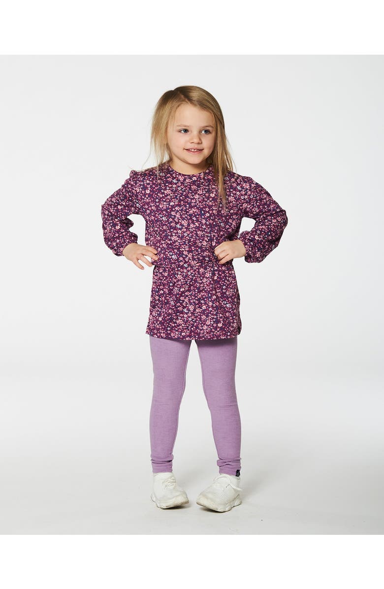 Deux par Deux Little Girl's Elastic Waist Tunic Burgundy Printed Little Flowers, Alternate, color, 