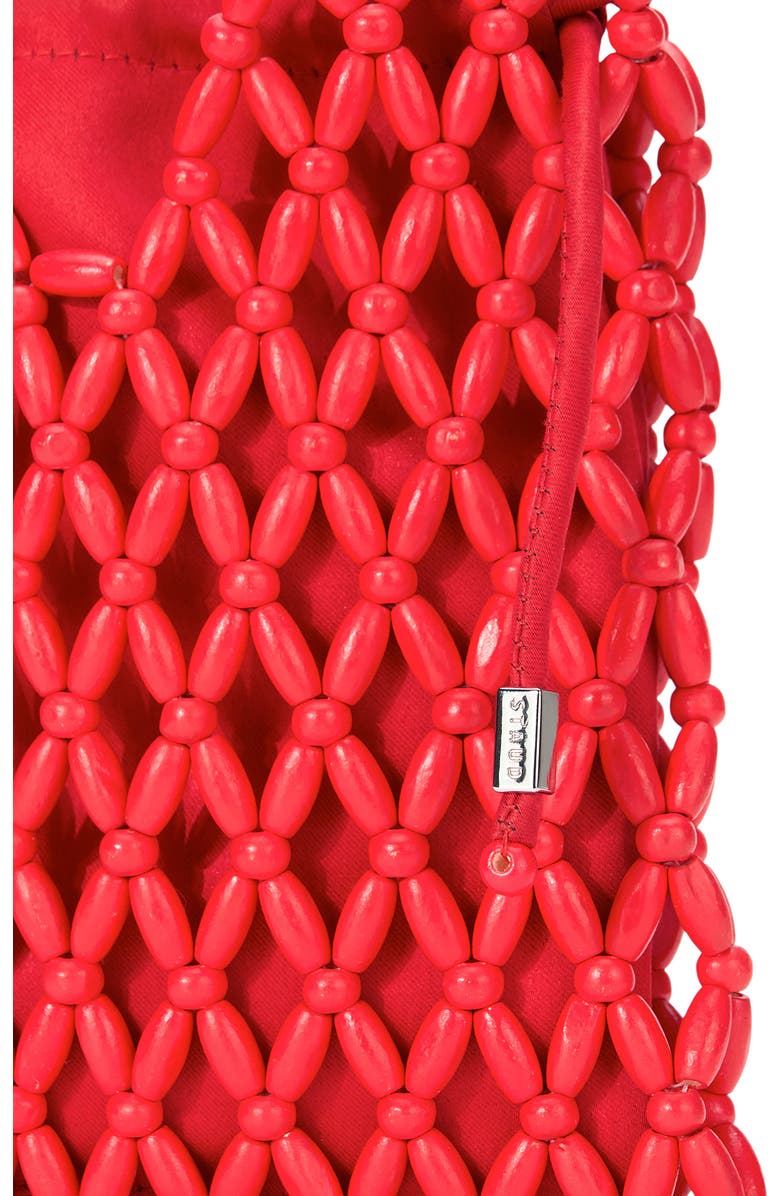 STAUD Karla Wood Beaded Shoulder Bag, Alternate, color, Red Rose