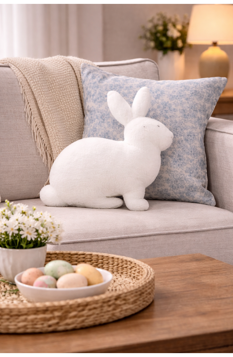 C&F Home White Easter Bunny Silhouette Shaped Accent Throw Pillow, 16" x 18", Alternate, color, White