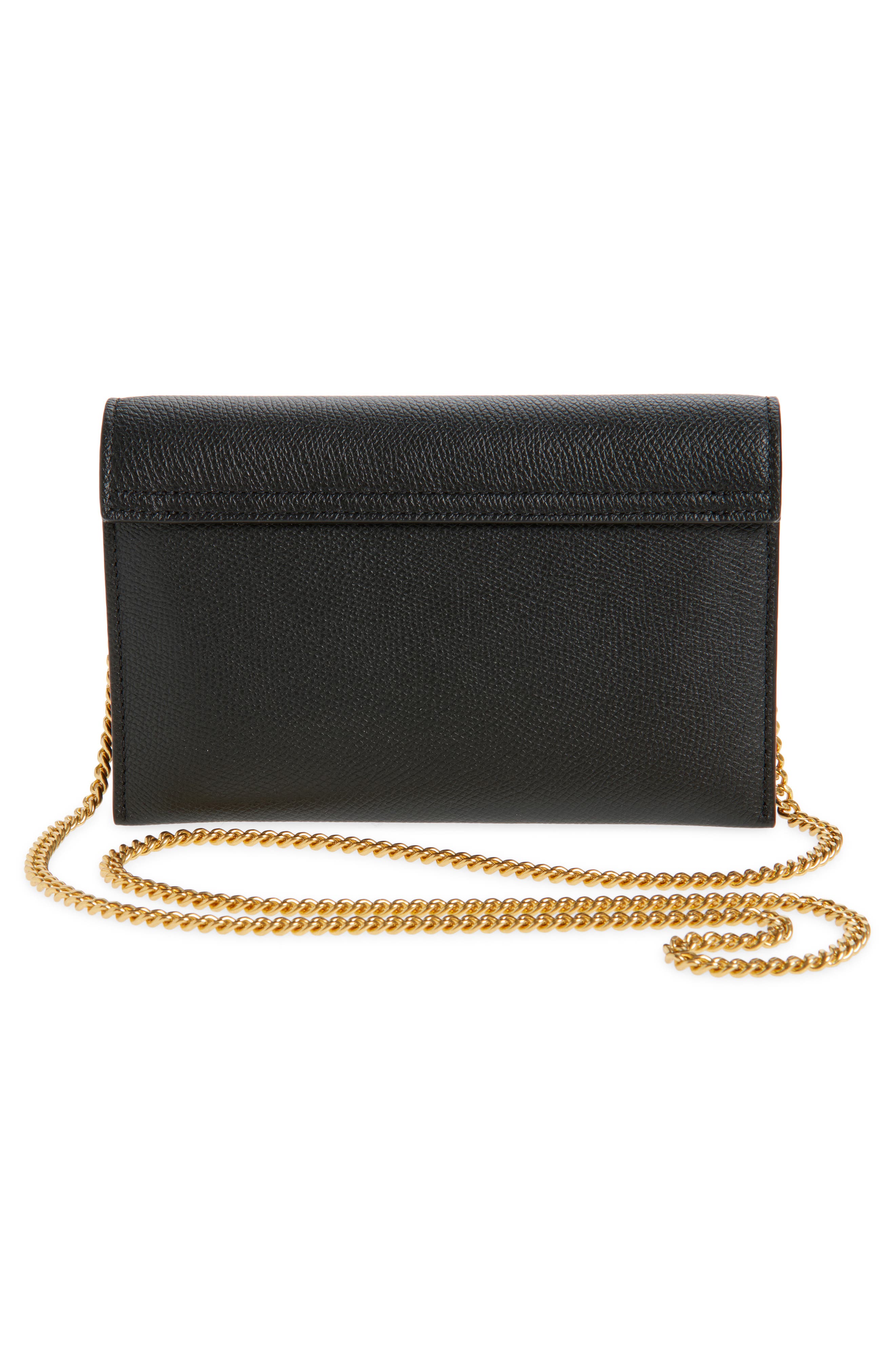 VLOGO Signature Leather Wallet on a Chain, Alternate, color, NERO