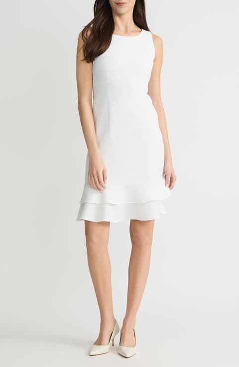 Double Flounce Sleeveless Sheath Dress