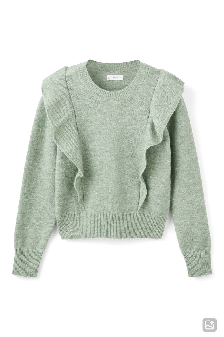 Ruffle Crop Sweater, Alternate, color, GREEN