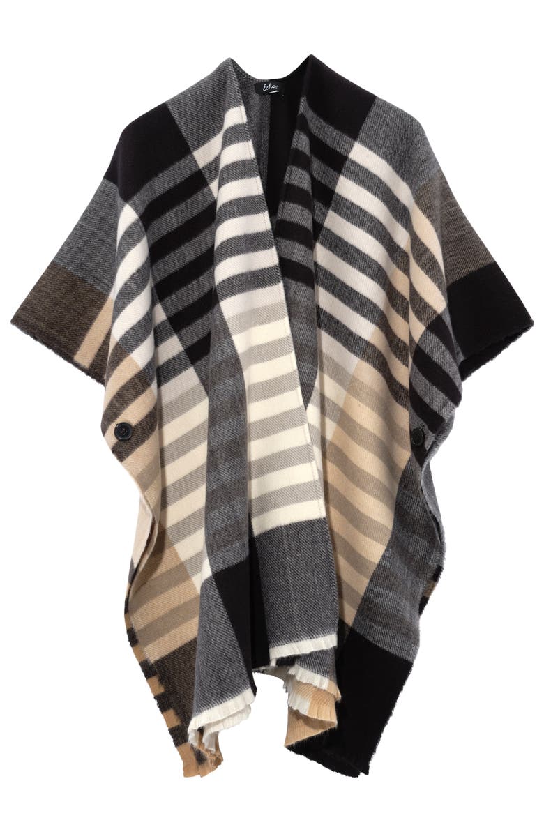 Echo Gramercy Plaid Ruana, Main, color, Black