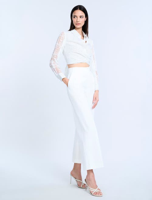 Bcbg Lace Stripe Tie Back Top In White