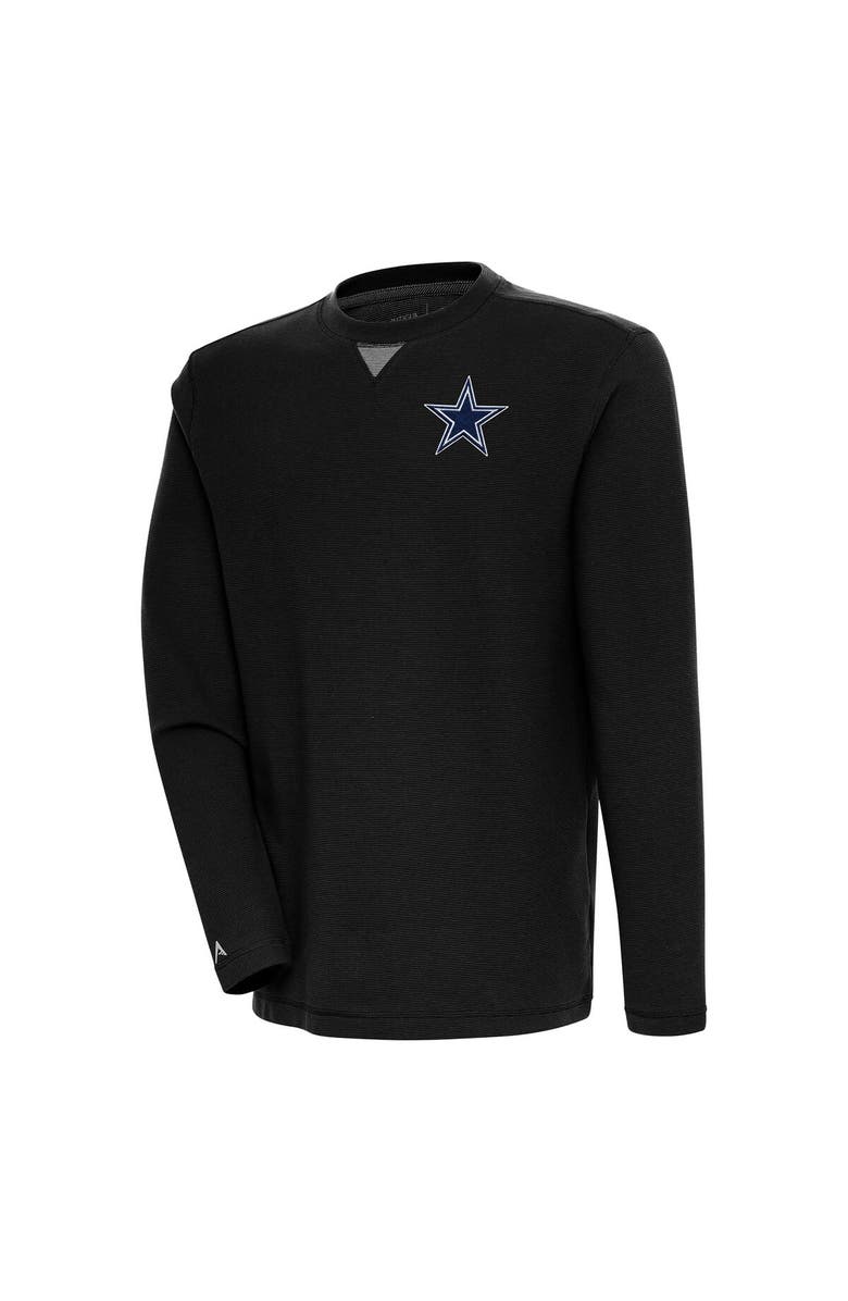ANTIGUA Men's Antigua Black Dallas Cowboys Flier Bunker Pullover Sweatshirt, Alternate, color,