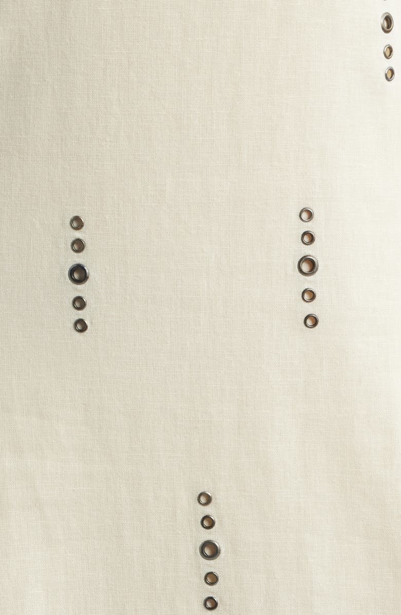 rag & bone Aubrey Grommet Trim Linen & Cotton Maxi Dress, Alternate, color, Ivory