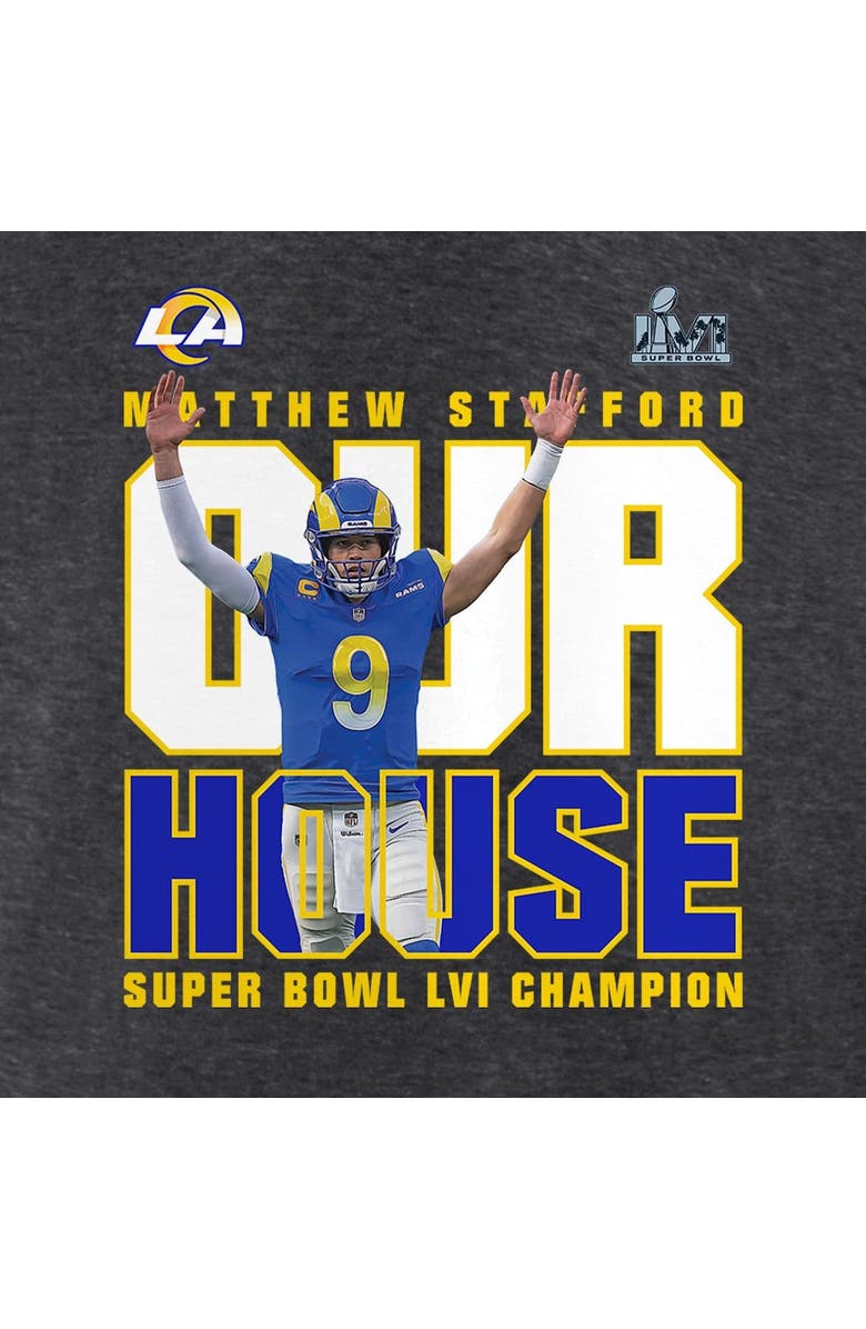 FANATICS Men's Fanatics Branded Matthew Stafford Charcoal Los Angeles Rams Super Bowl LVI Champions Hometown T-Shirt, Alternate, color, 