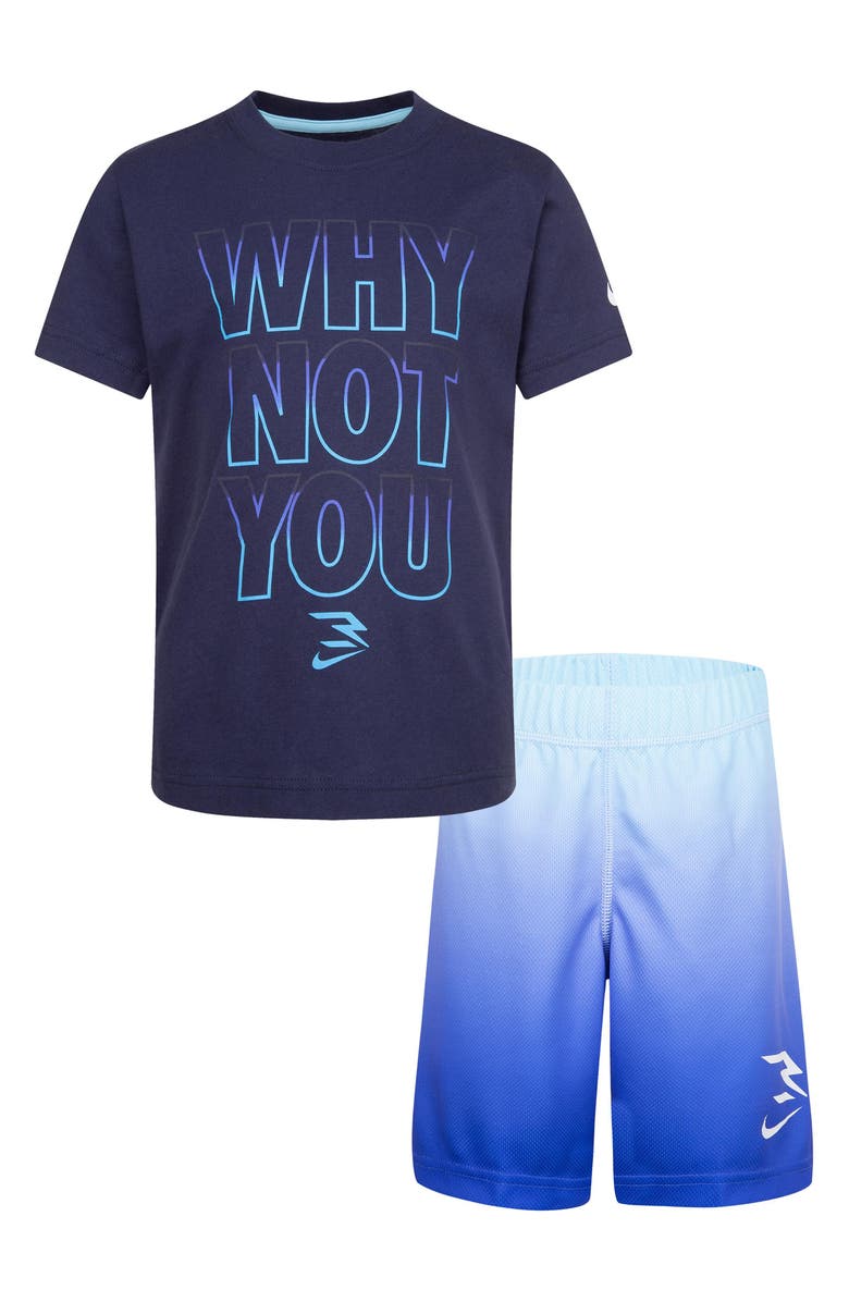 3 Brand Kids' Why Not You Graphic T-Shirt & Shorts Set, Main, color, Obsidian