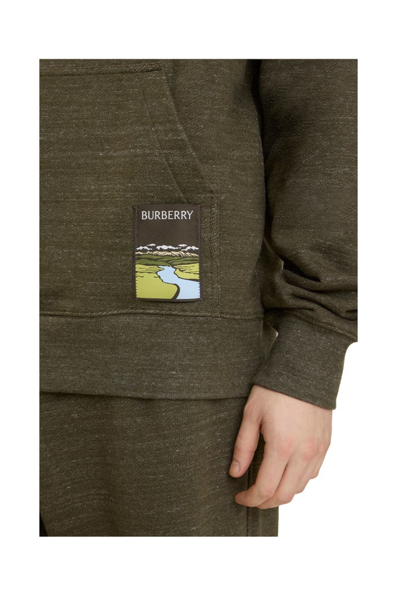 Landscape Label Cotton Hoodie, Alternate, color, Thorn green melange