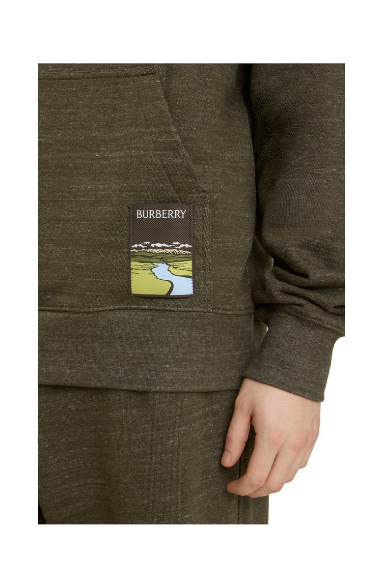 Burberry Landscape Label Cotton Hoodie, Alternate, color, Thorn Green Melange