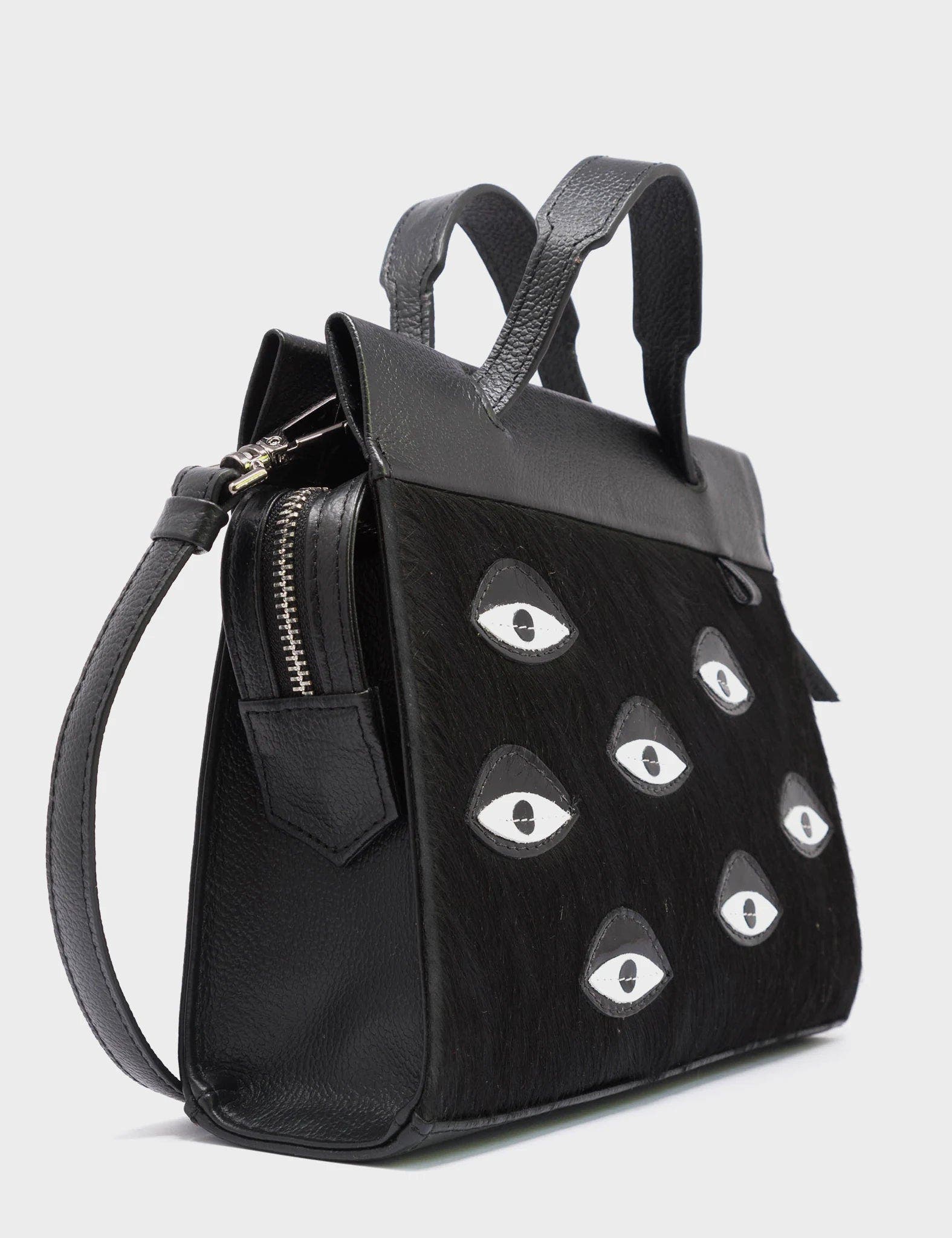 MIN & MON Vali Crossbody Small Leather Bag - Eyes Applique Adjustable Handle, Alternate, color, 
