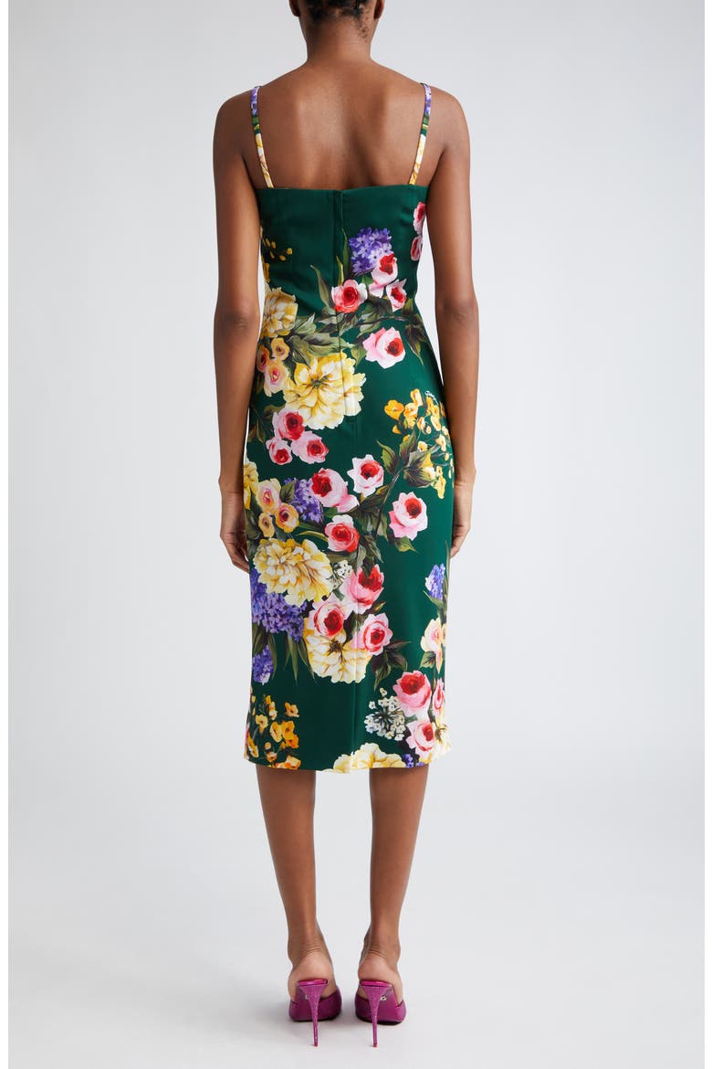 Floral Print Charmeuse Sheath Dress, Alternate, color, HV4YBGIARDINO FDO VERDE