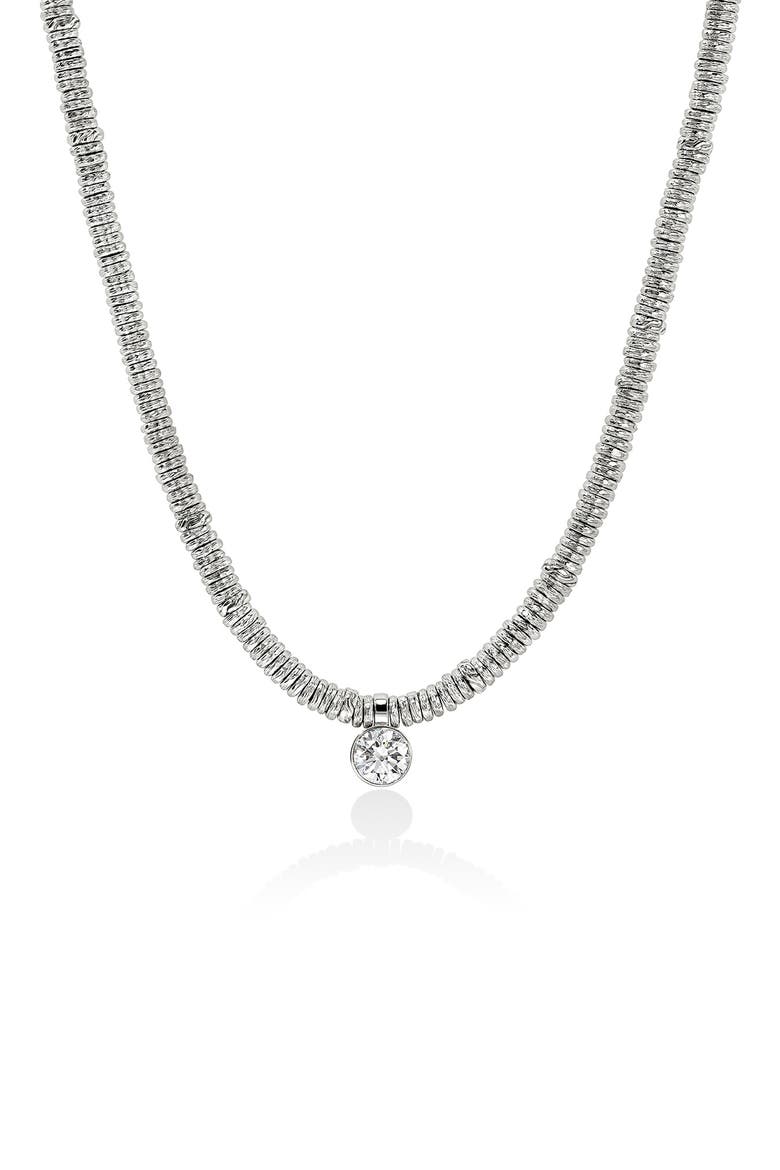 JH Lovestruck™ Heishi Pendant Necklace, Sterling Silver, Lab-Grown Diamond, 1.0TCW, Main, color, SILVER