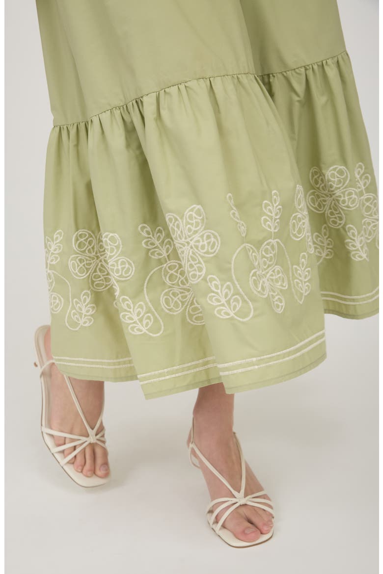 Ruffle Sleeve Midi Dress, Alternate, color, OLIVE