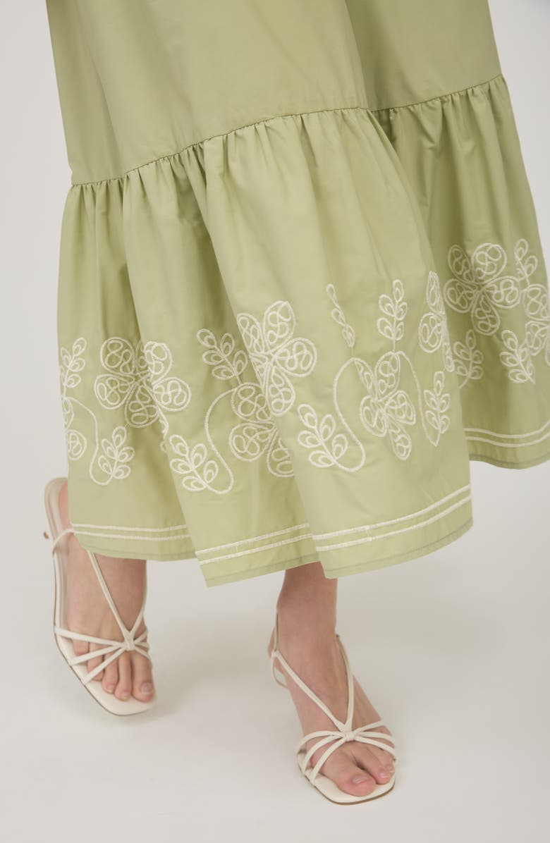 AUGUST SKY Ruffle Sleeve Midi Dress, Alternate, color, Olive